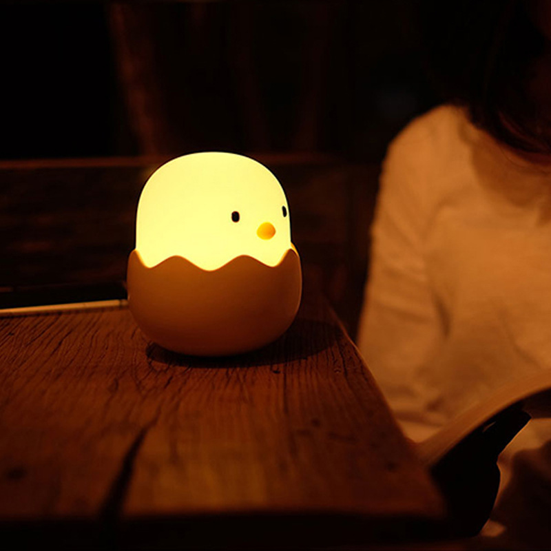 Eggshell Chicken Emotional Silicone Night Light LED Charging Intelligent Induction Children's Bedside Lamp Eggshell Small Table Lamp — image 1