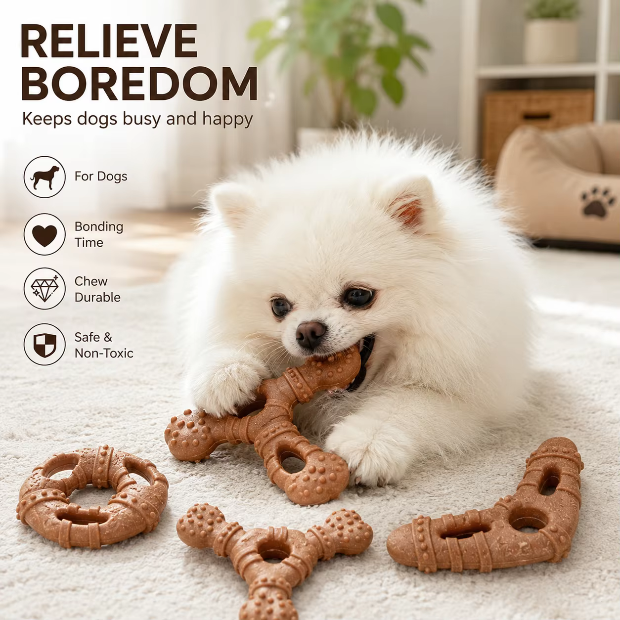 Dog Toy, Bone-Like Teething Stick, Durable, Tooth-Cleaning, Self-Entertaining and Boring, Small Dog-Shaped Pet Toy — image 4