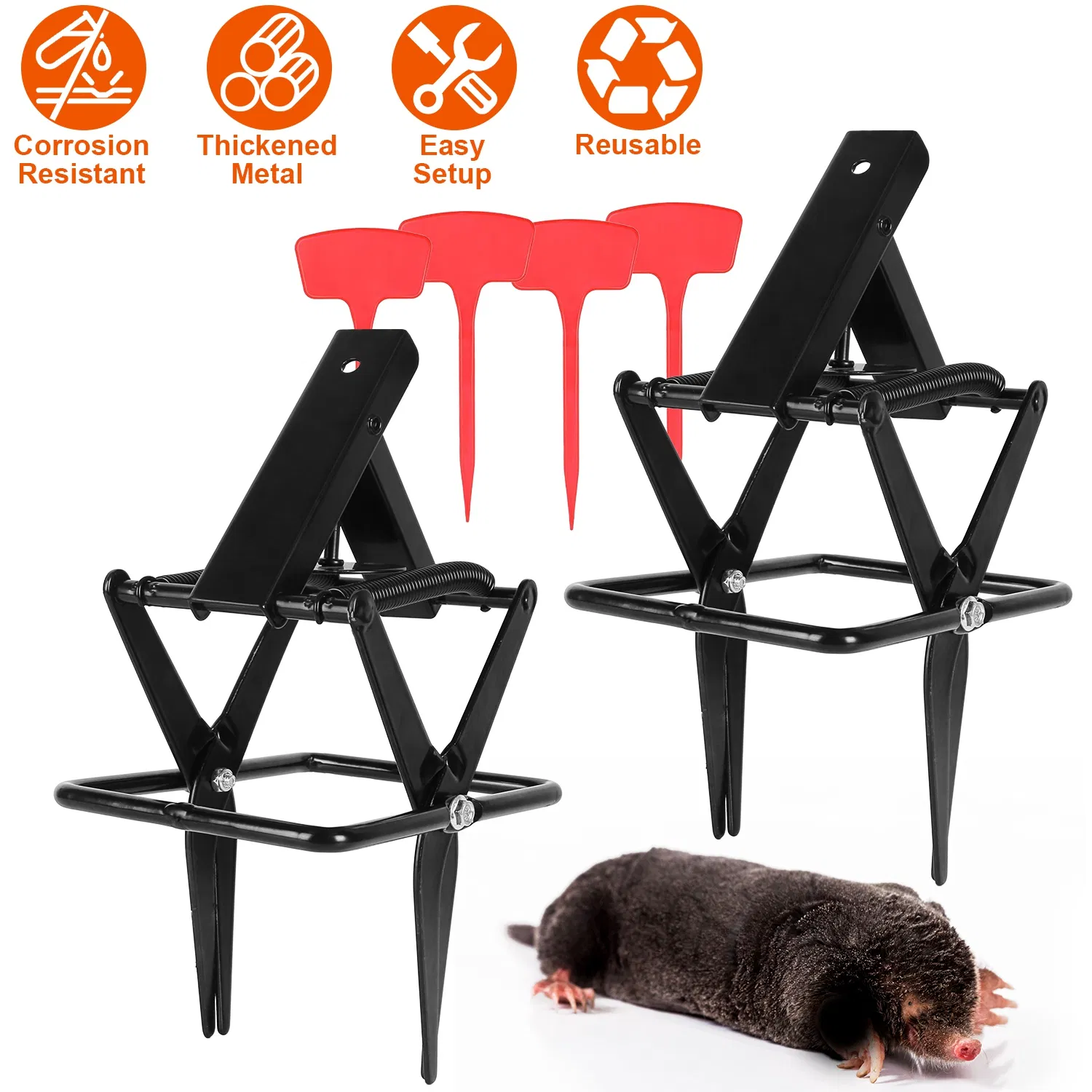 Powerful Mole Snap Trap - Thickened Waterproof Metal, Easy Foot-Step Setup, Humane Instant Kill, Safe for Lawn & Pets — image 10