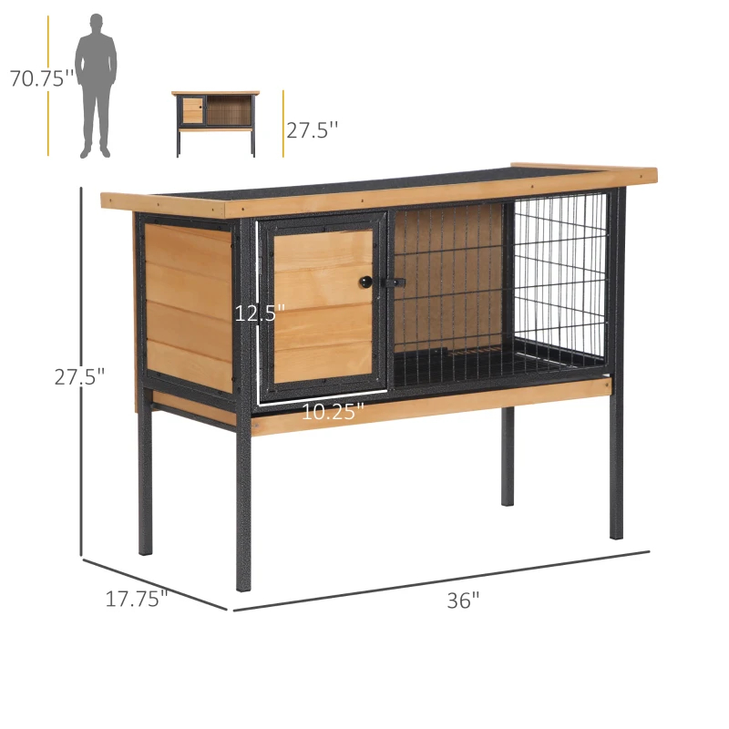 Caja para Conejos PawHut: Cámaras de Elevación con Estructura Metálica, Plataforma Anti-Desperdicio y Piso de Asfalto Resistente al Agua para Conejos, Pollos, Patos - Ambiente Interior/Exterior Natural — imagen 7