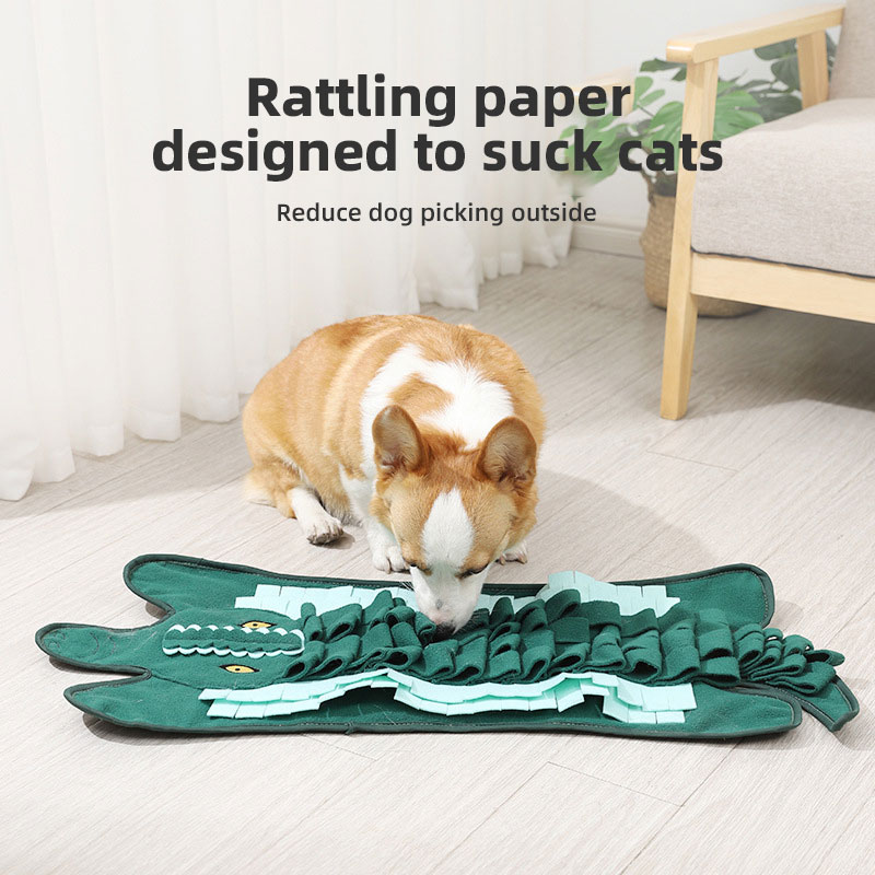 New Lion Crocodile Dog Sniff Pad Creative Choke Prevention Training Pet Slow Food Pad Game Blanket With Ring Paper — image 2