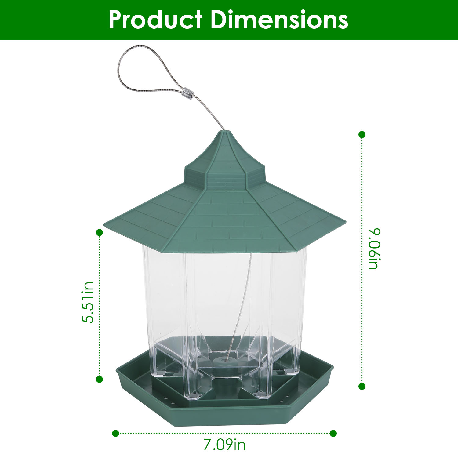 Gazebo para pájaros suspendido con capacidad de alimento amplia, 6 entradas para alimentar y fácil relleno — imagen 4