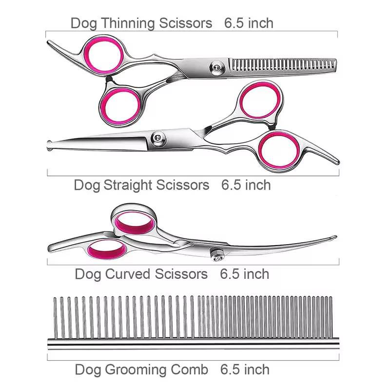 4pcs Premium Titanium Coated Dog Grooming Scissors with Safety Round Tips - Professional Grade Kit for Precise and Safe Trimming — image 4