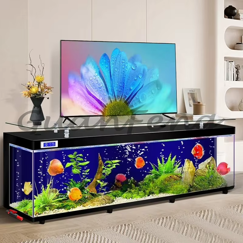 HLZ TV Cabinet Tea Table One-piece Fish Tank Hakka Large Ecological Aquarium — image 1