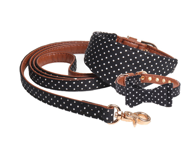 Collar y Guía para Perros Pequeños con Bandana de Cuero Suave, Adorno de Raso, Collar para Gatos - Perfecto para Chihuahuas y Animales de Compañía — imagen 1