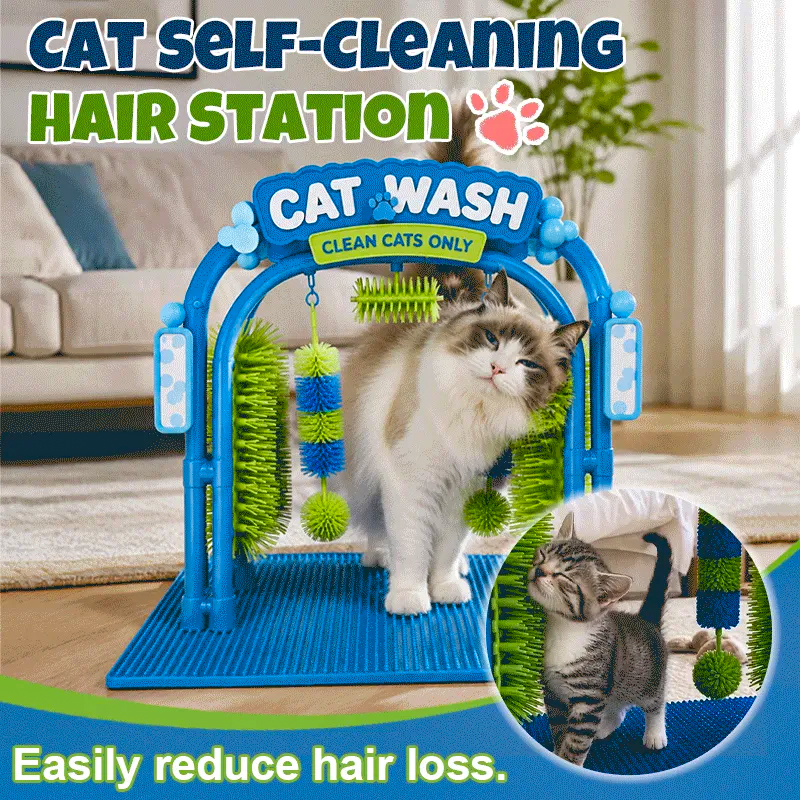 Cat Shampoo Massage Brush Arch – Self Grooming Bathing Scratcher Station with Soft Bristles, Cat Bath Spa Toy — image 7