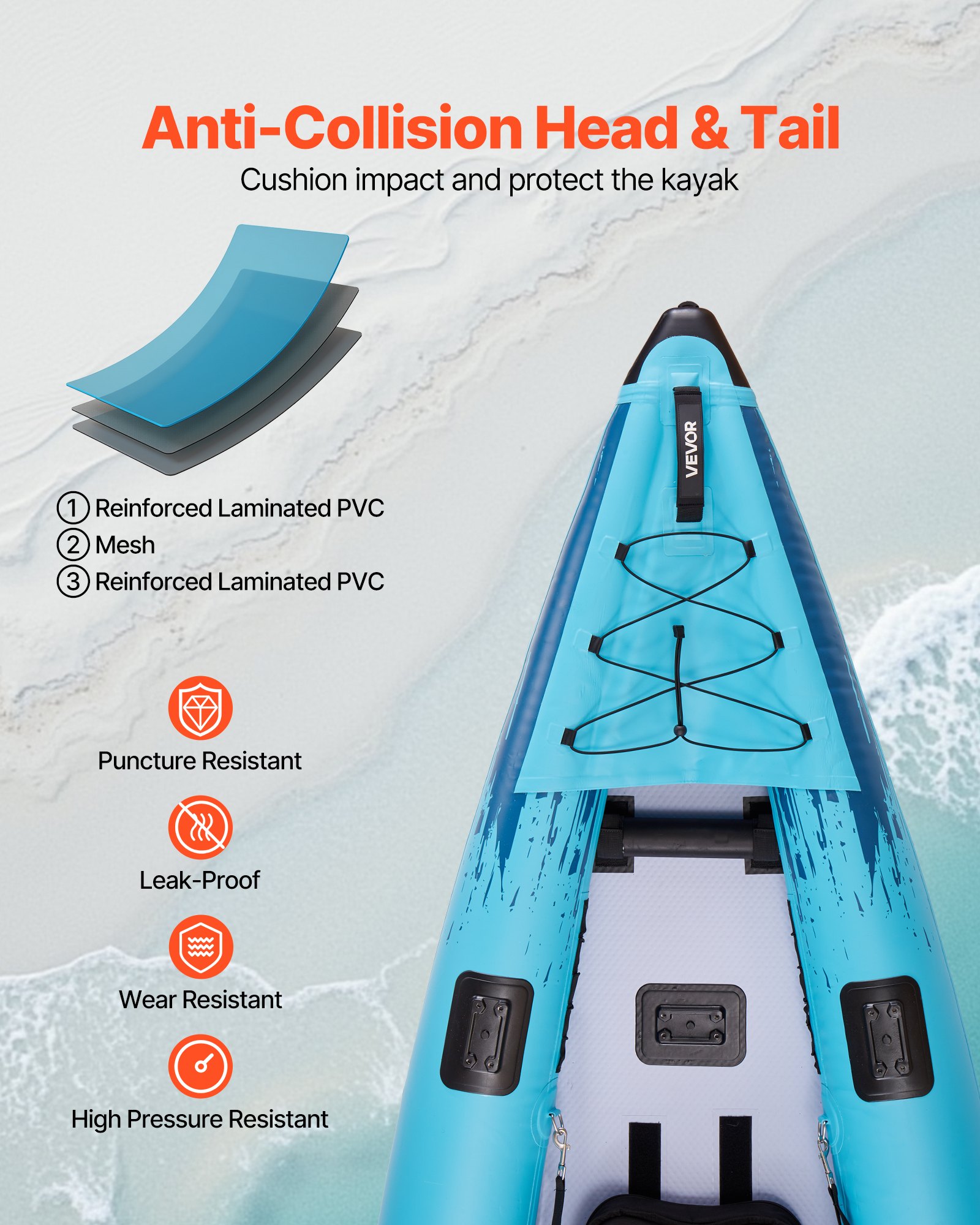 Kayak inflable de 2 personas, Kayak recreativo inflable con capacidad para 700 lbs, Resistente a fugas y agujeros con asiento acolchado, Piso PVC de doble capa, 2 remos, Bomba manual y bolsa de transporte para pesca y camping — imagen 5