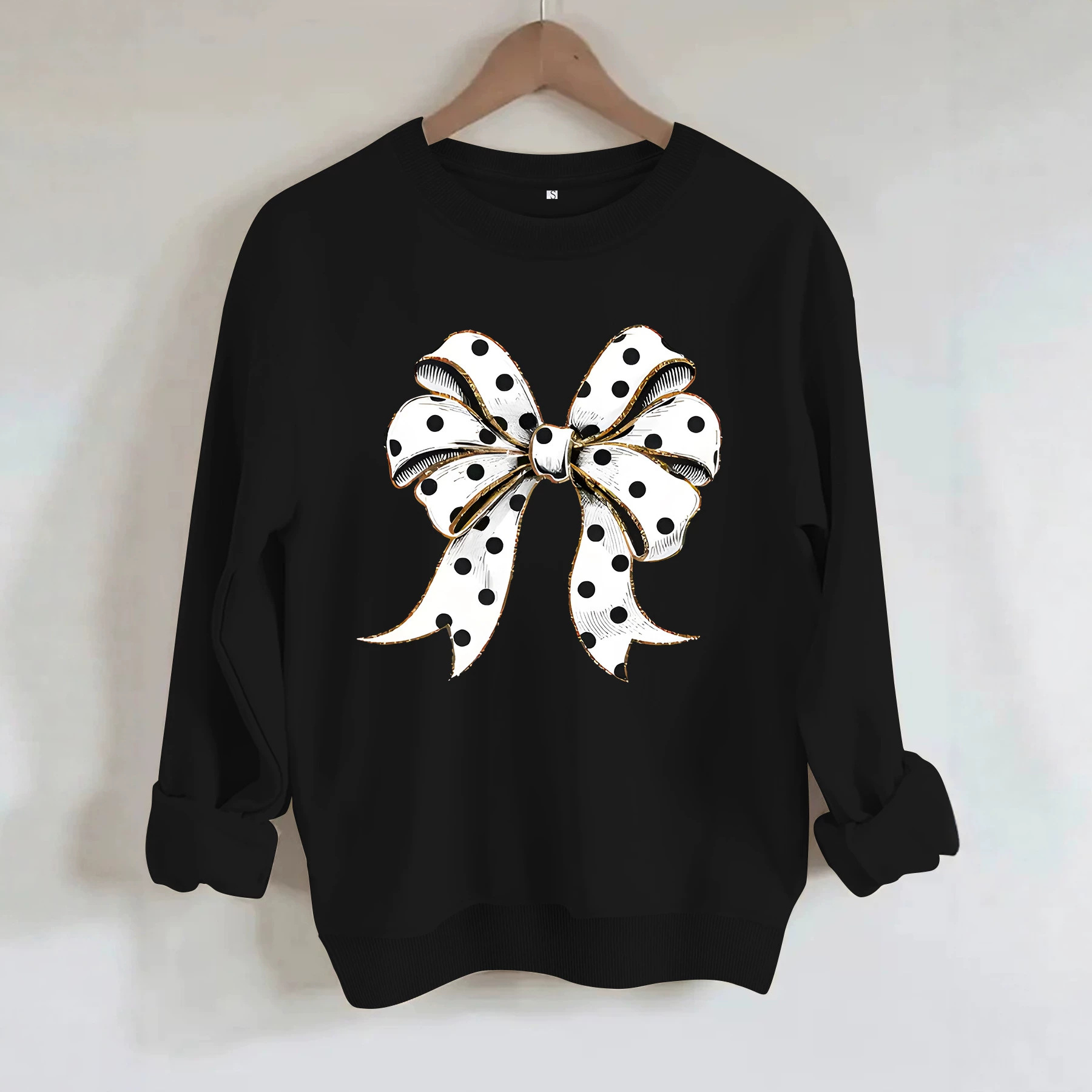 Round neck polka dot butterfly print hoodie — image 4