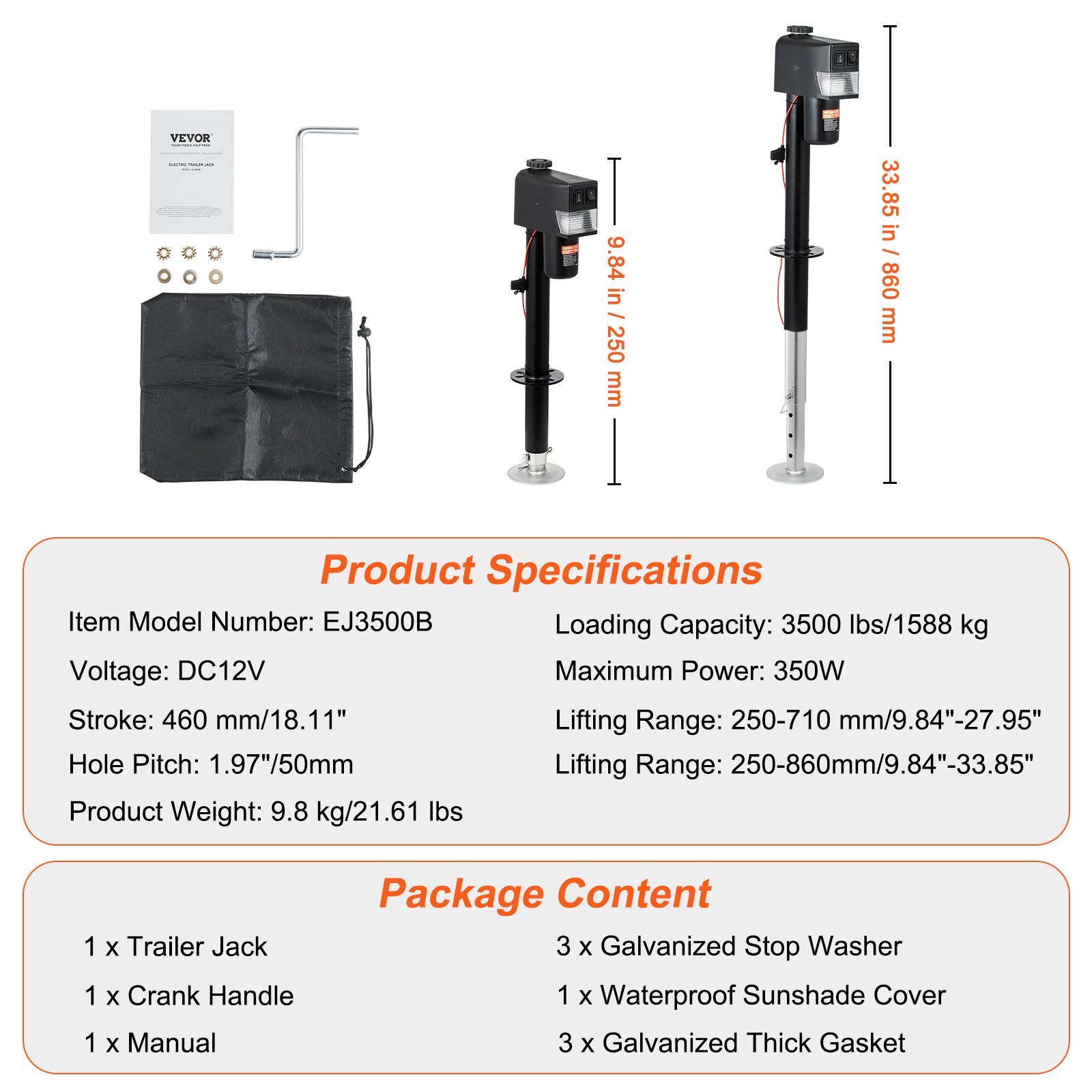 VEVOR Electrico Remolque, Empujador Eléctrico de Remolque con Capacidad de 3500 Libras, Cubierta Impermeable para Remolques de Caravana, Caballo, Utilitario y Yate — imagen 4