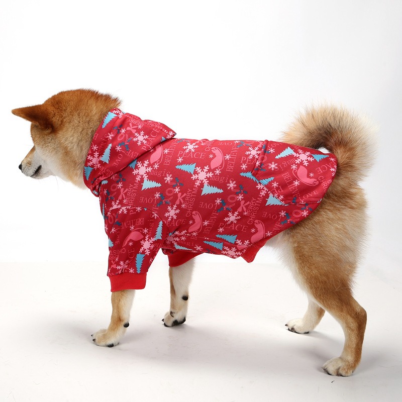 Christmas pet plaid hoodie with thickened hooded small medium and large dog clothing — image 6