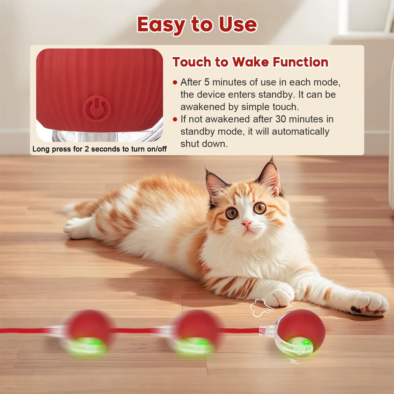 Interactive Dog Cat Toy Ball, Automatic Moving Bouncing Rolling, Pet Smart Chase Ball Rechargeable, Enrichment Toys — image 4