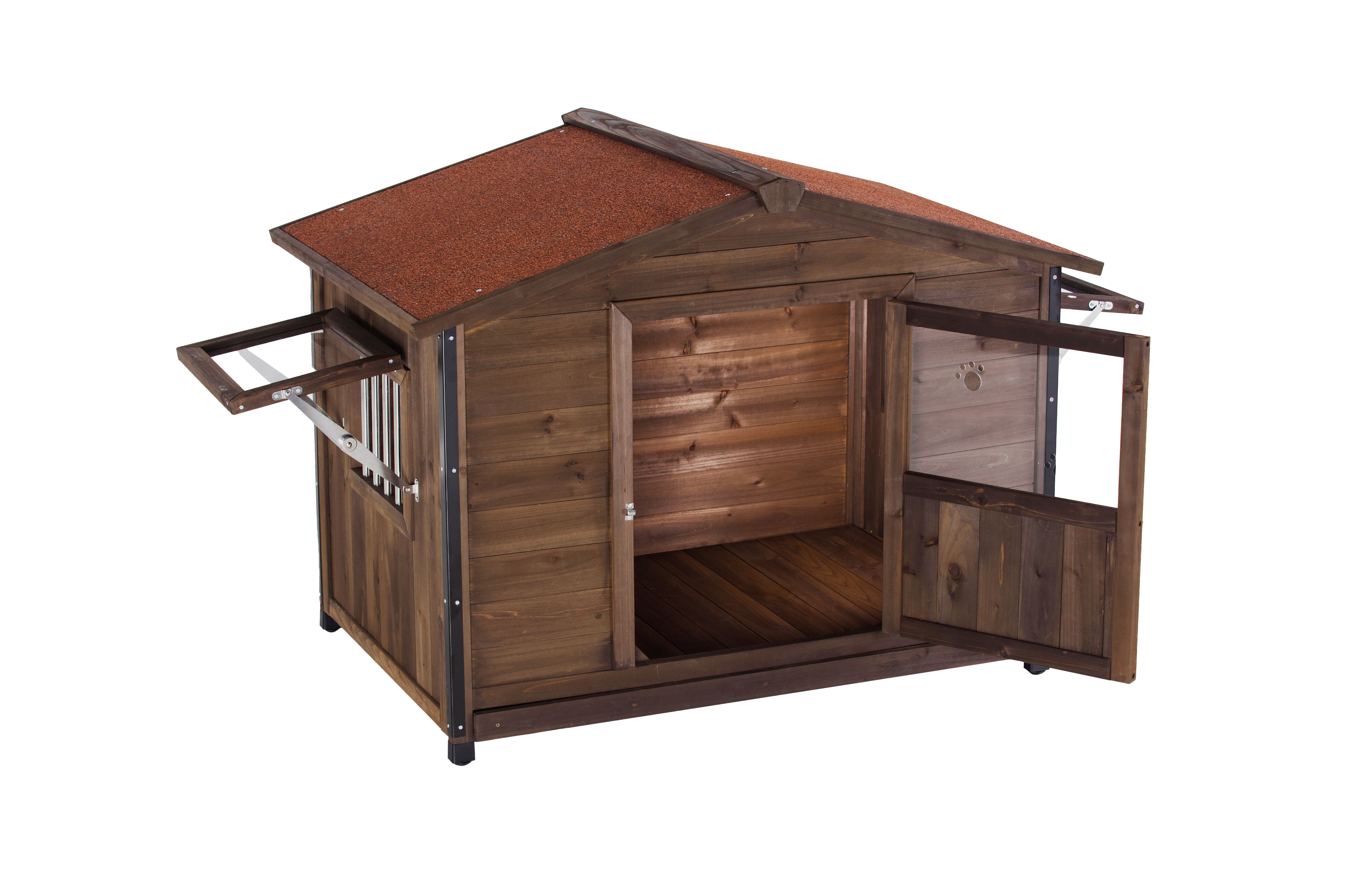 Casa de Perro Única con Estructura de Hierro, Estilo Casa de Madera Externo Grande en Forma de Cabina — imagen 11