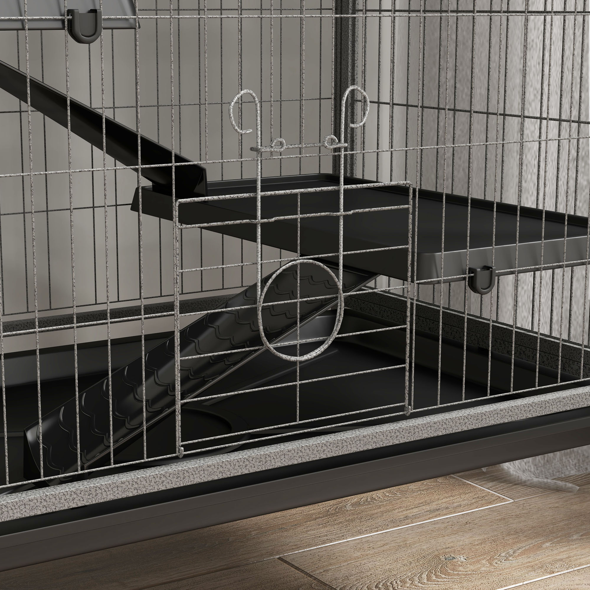 Jaula de Animales Pequeños con Ruedas, 63" con Hammock, Jaula para Hurones, Jaula para Chinchillas, Hábitat para Mascotas con 6 Puertas, Plataforma Removible — imagen 5