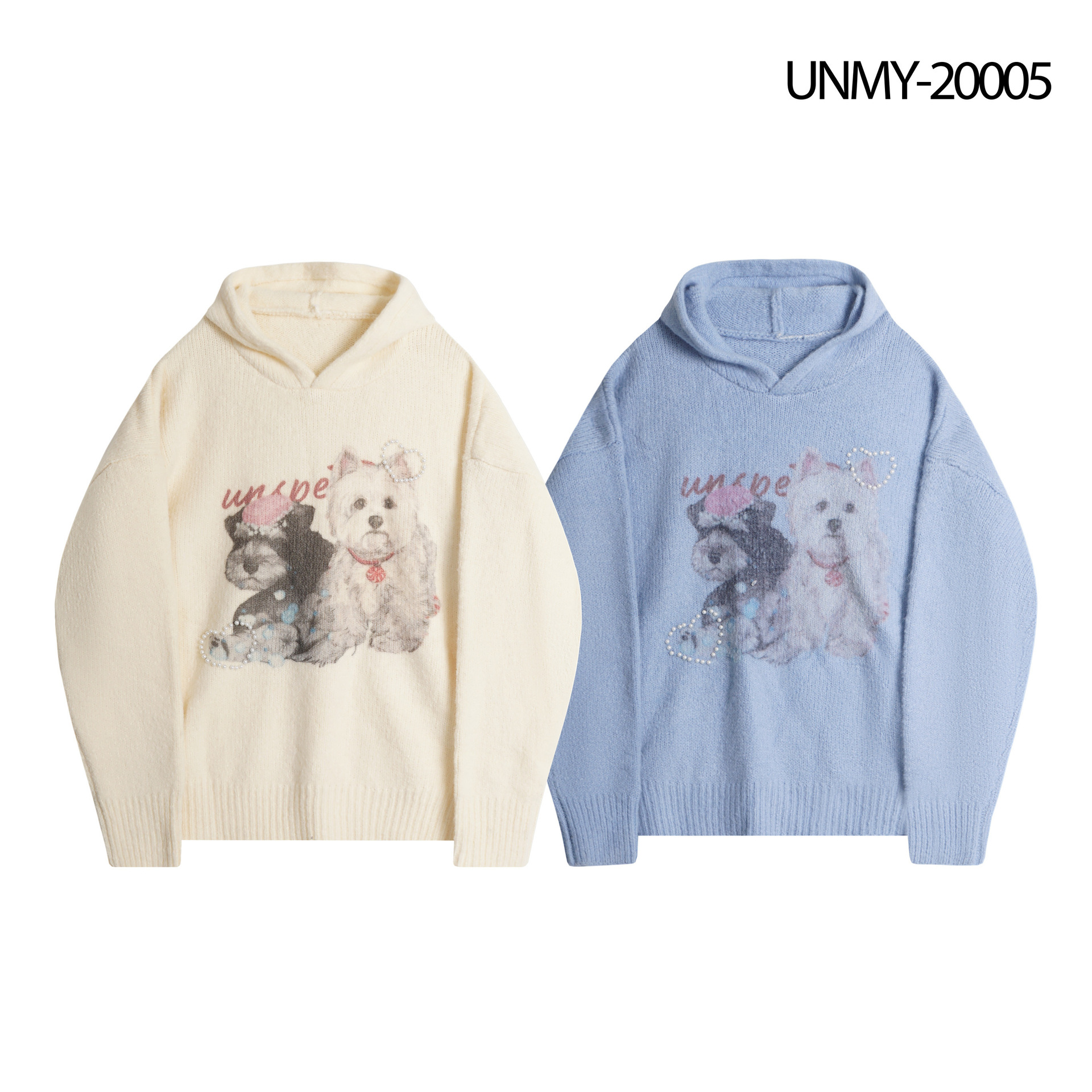 Sweet Faux Mink Cartoon Cat Appliqu Cable Knit Sleeve V-Neck Loose Pullover Sweater — image 5