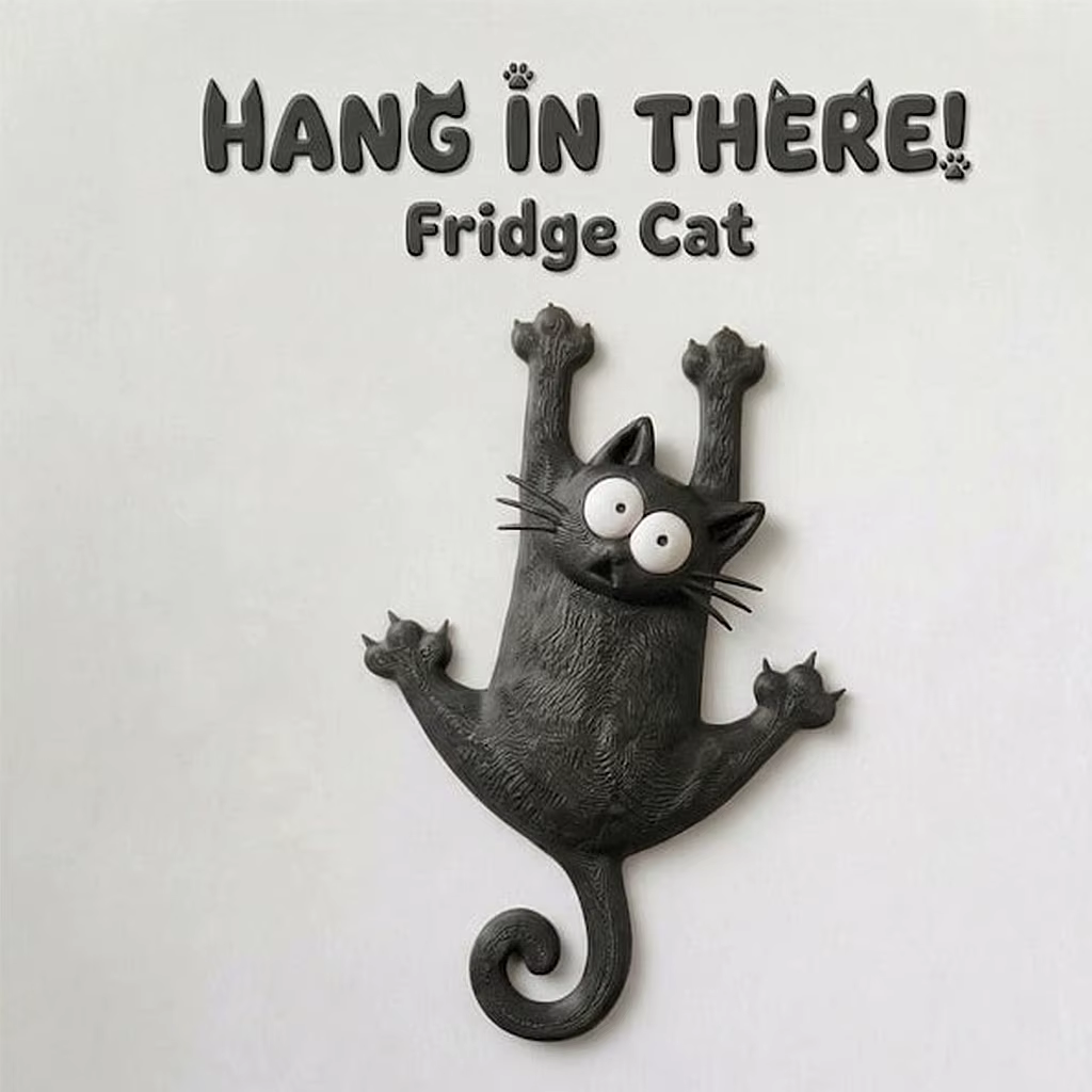 Creative & Cute Magnetic Cat Refrigerator Magnet — "Hang in There, Fridge Cat" — image 4