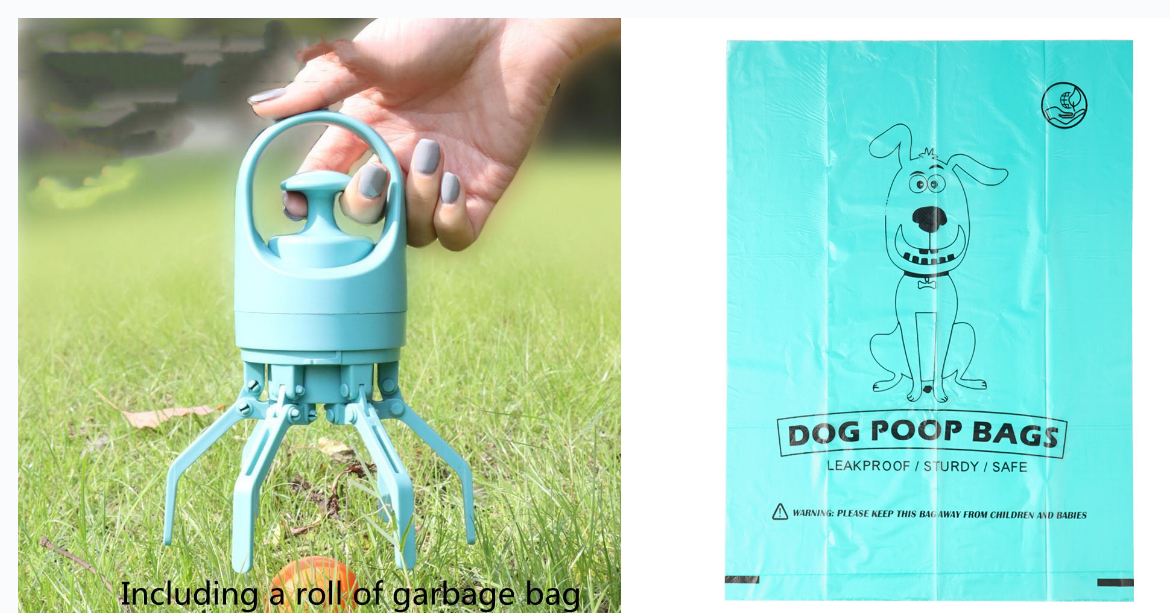 Soplador Portátil Ligero de Heces Caninas con Dispensador Integrado de Bolsas para Recoger Excrementos de Perros con Ganchos de 8 Patas — imagen 2