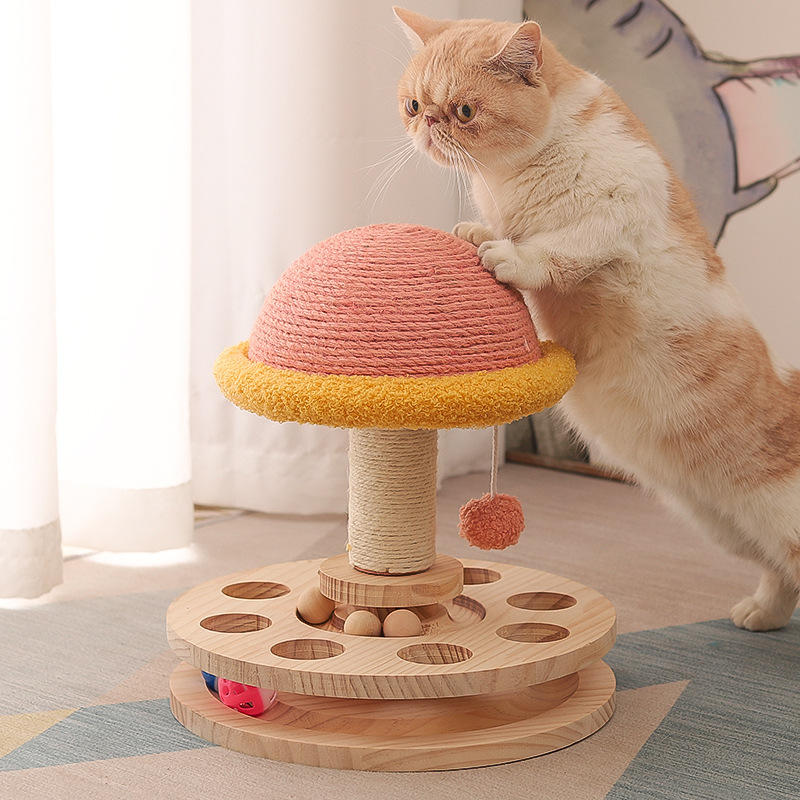 Juguetes de Rueda de Madera Maciza para Gatos con Sisal y Púas de Rasguñar — imagen 3