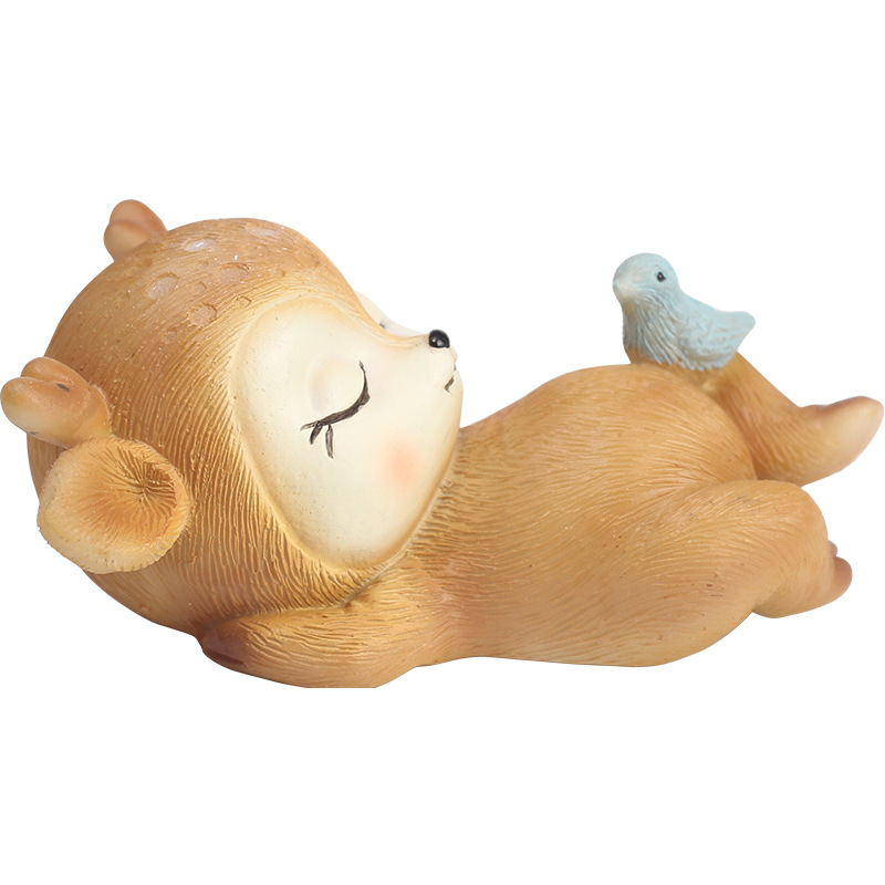 Resin Sleeping Baby Deer Mini 3D Elk Christmas Ornaments Cute Decor for Home Garden Car Xmas Party Table Decoration Kids Gift — image 5