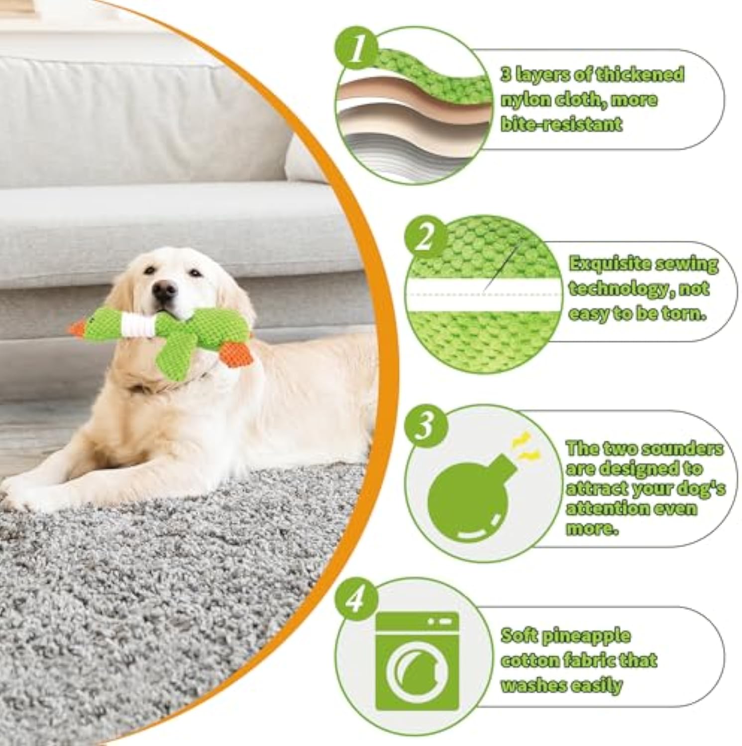 Dog Plush Toys For Large Dogs Durable Dog Squeaky Toys With Squeaker Stuffed Duck Dog Toys Dog Chew Toys For Small Medium And Large Breed Puppy Chew Toys For Teething — image 8
