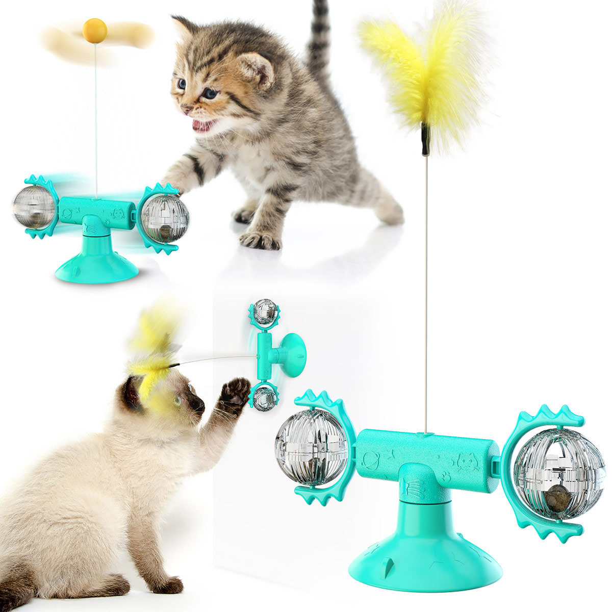 The New Cat Toy Relief Suction Cup Windmill Cat Teaser With Replacement Cat Teaser Set — image 2