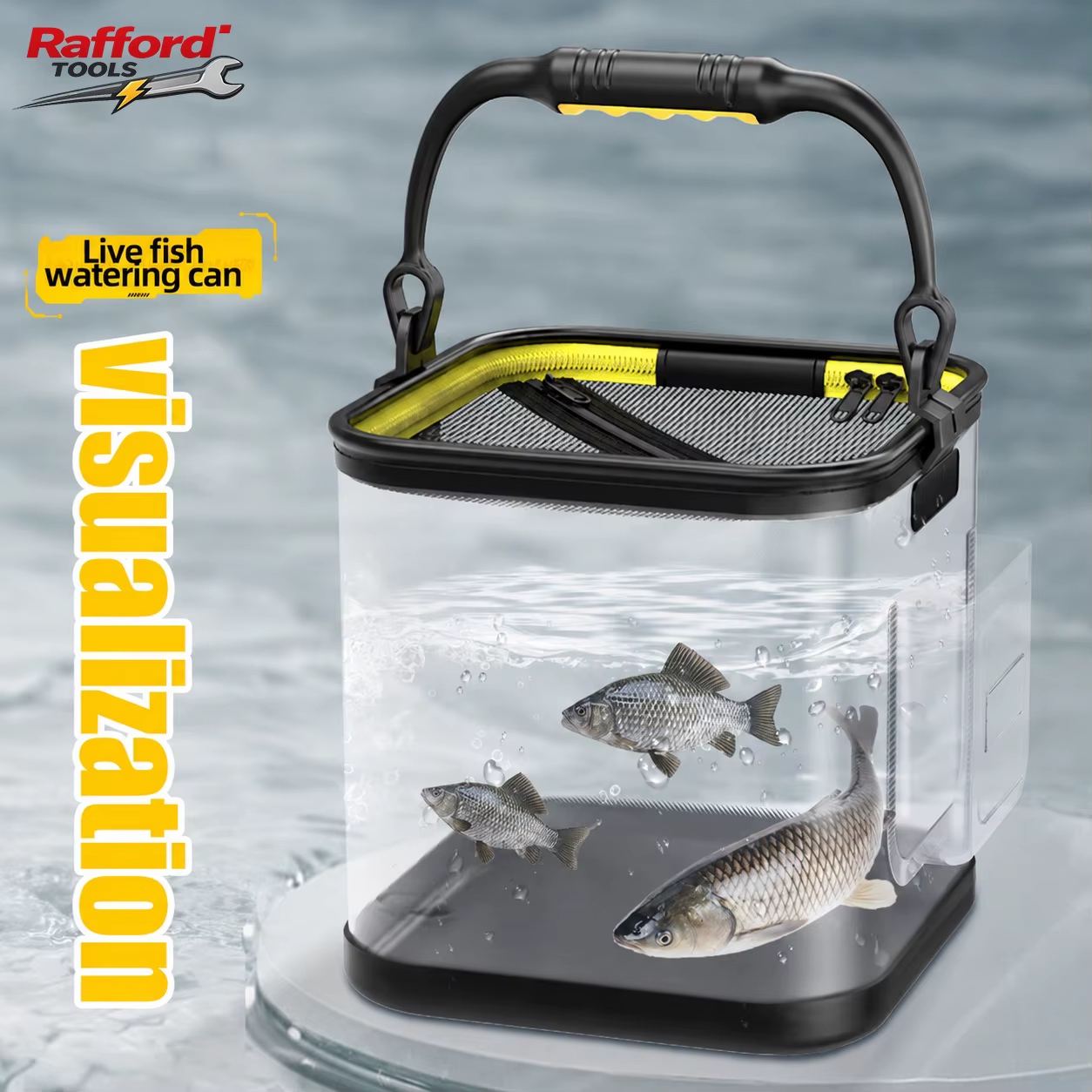 Rafford Transparent Fishing Bucket – Foldable, Multifunctional Live Fish Bucket / Fish Keeper — image 1