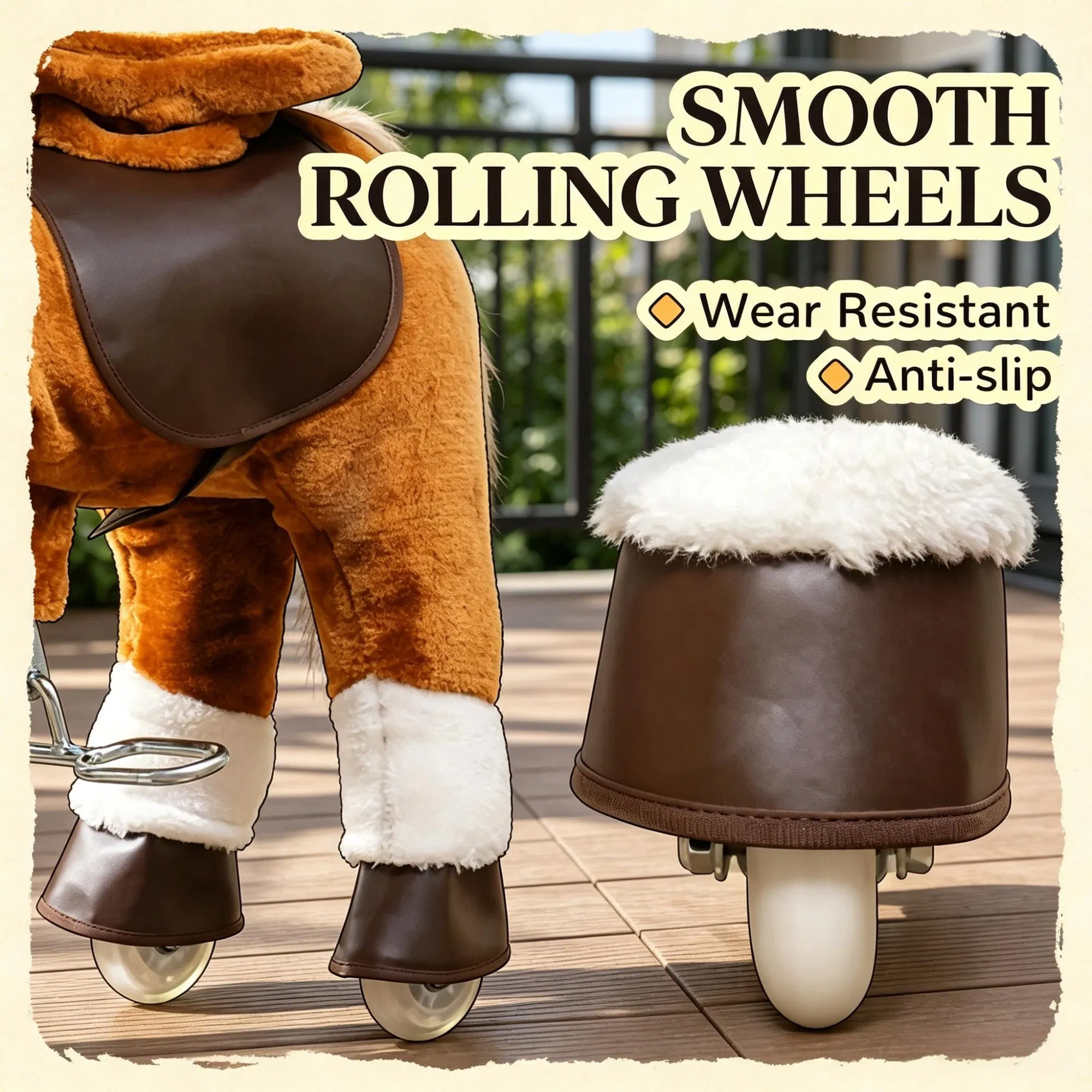 Kids Riding Pony Ride on Horse Toy for Outdoor Activity, Wheels & Neighing Sounds 3-5 Years — imagen 3
