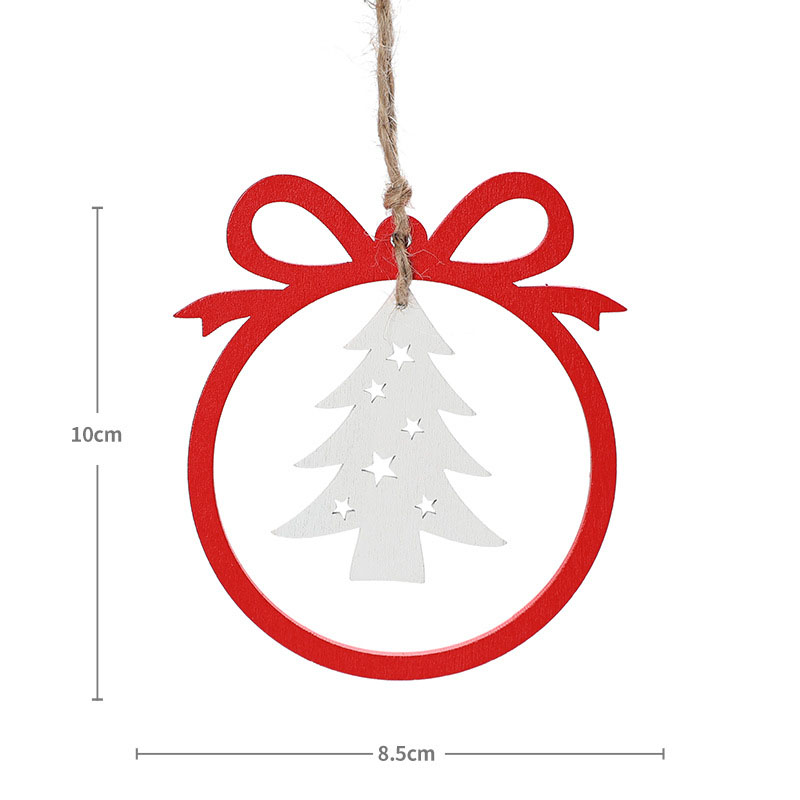 Christmas decorations, wooden Christmas hollowed out Christmas tree ornaments, wooden five pointed star reindeer snowflake ornaments — image 11