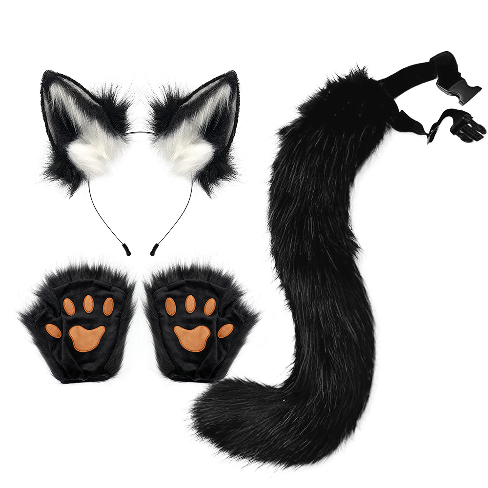 Conjunto de Disfraz para Halloween Orejas y Cola de Zorro de Peluche Falsa Accesorios de Cosplay Animales — imagen 4