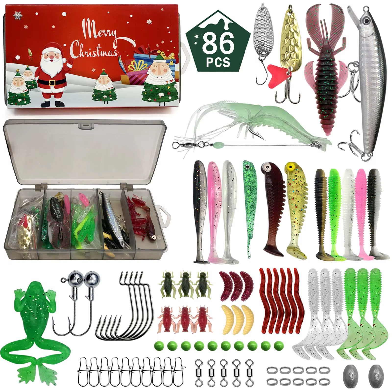 411/366/136/86Pcs of Christmas Fishing Lure Set with Storage Box, Which Is Common in Salt Water and Fresh Water — imagen 4