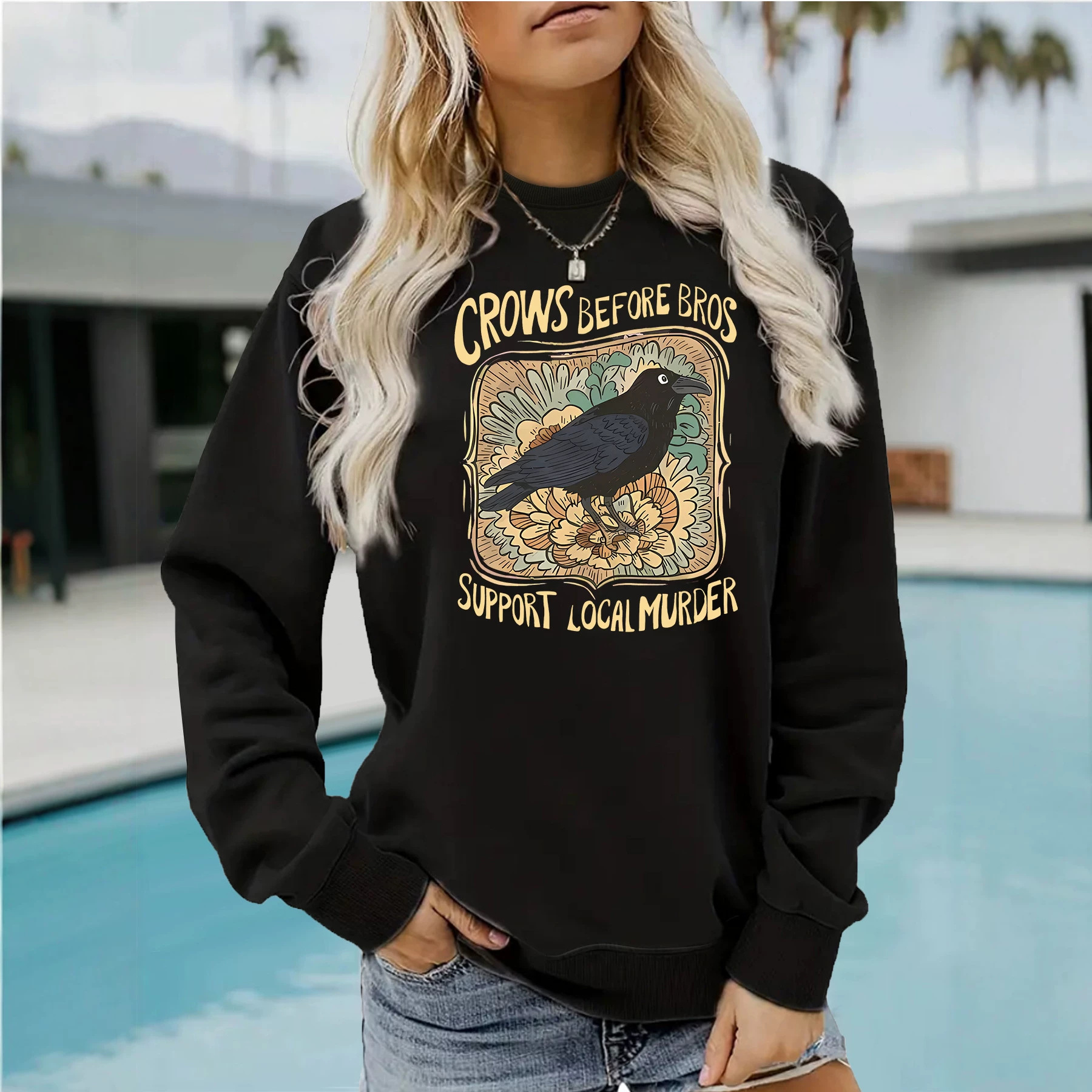 Letter crow print hoodie — image 3