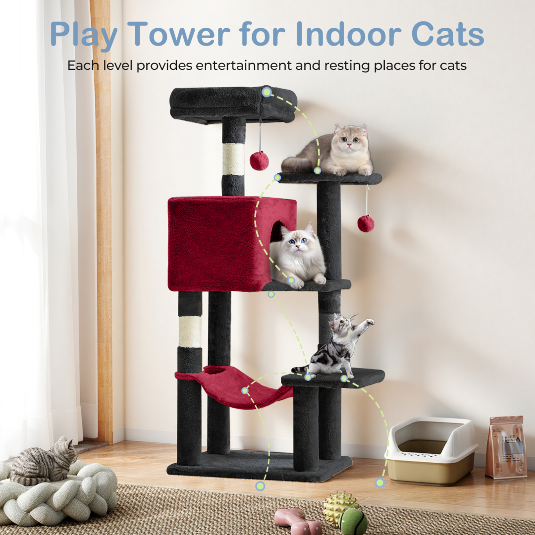 Torre para Gatos de Alto Rendimiento: Arbol Climático con Postes de Escarbar de Sisal Natural — imagen 32
