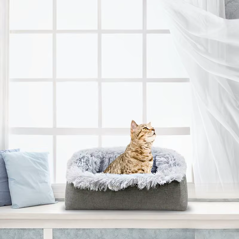 Plush Cat Bed House Cat Mat Cat Litter Plush Two-in-one Pet Mat Cat Winter Warm Dog House Sleeping — image 3