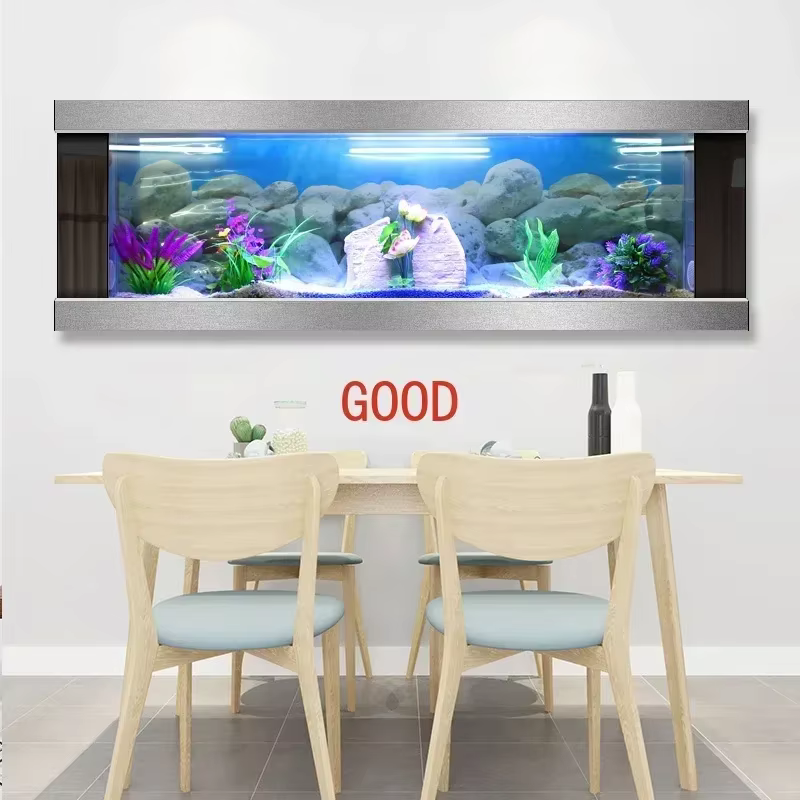 Tanque de Acuario Suspendido para Pared Grande Tamaño de Vidrio Paisaje Acuático Instalación Fácil para Hogar y Oficina — imagen 2
