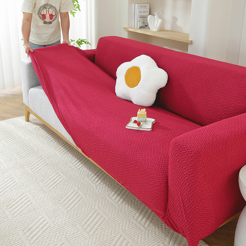 Red anti cat scratch elastic sofa cover all inclusive universal set — image 5