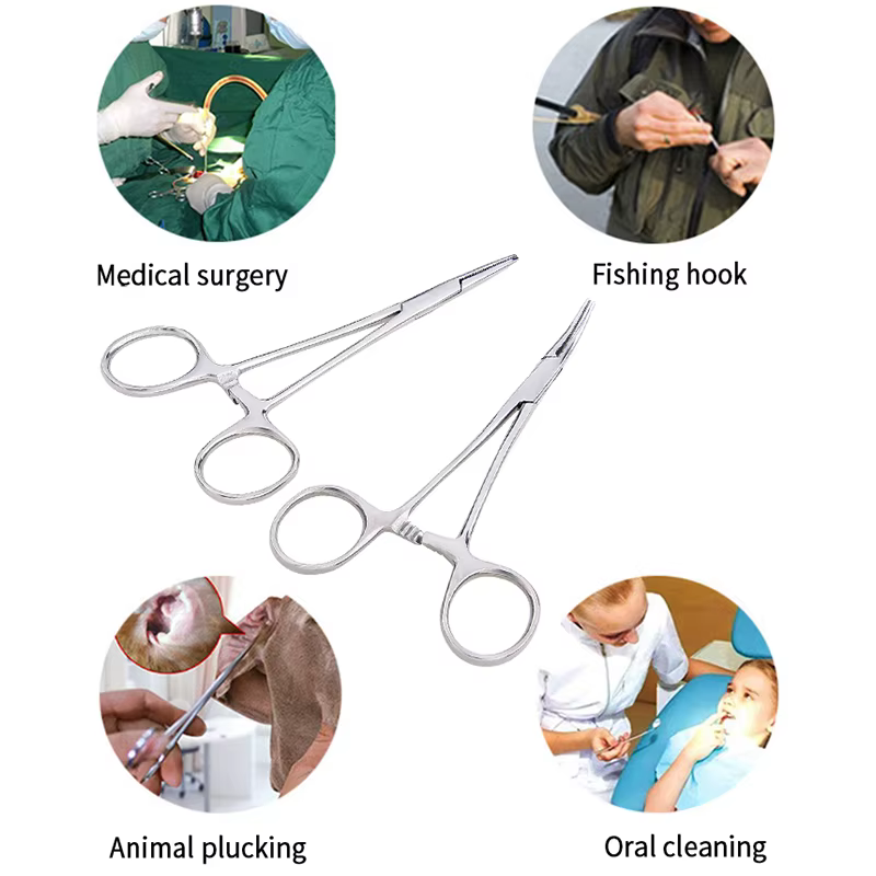 Herramienta manual 12.5 16 18cm Pinzas Hemostáticas Tijeras para Pelo de Mascotas Ajuste de Pescar Pinzas de Presión de Corte Curvado/Punta Recta — imagen 6