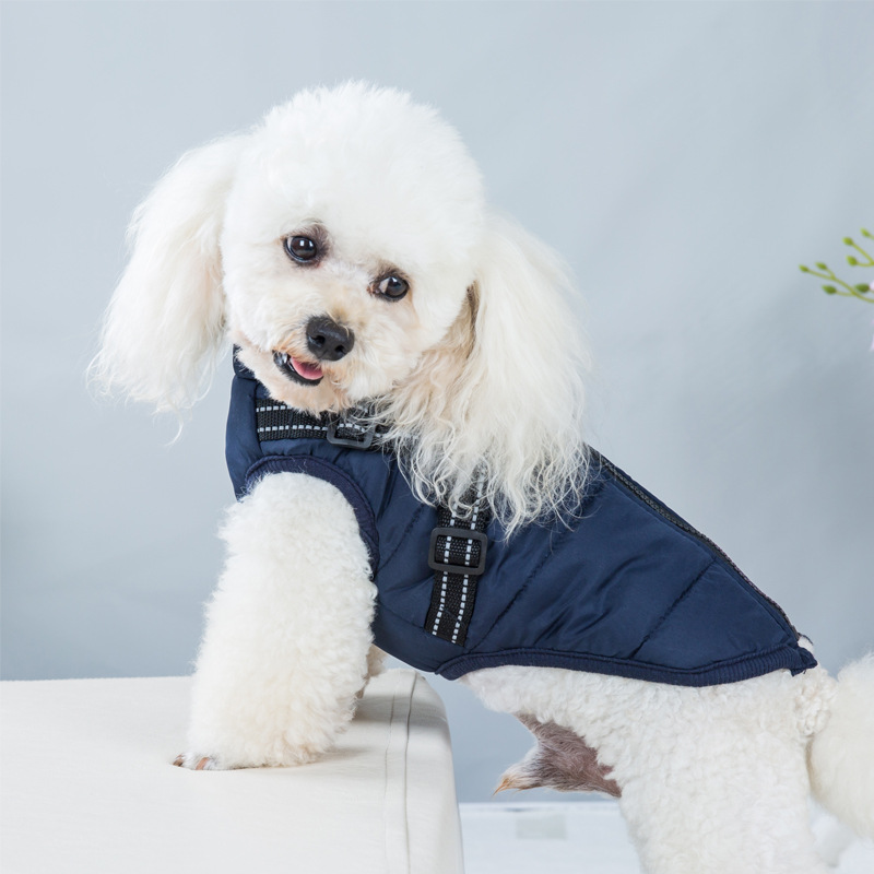 Pet Clothes Autumn And Winter New Waterproof Warm Dog Cotton Coat Winter Ski Suit Chest Back Integrated Cotton Vest — image 8