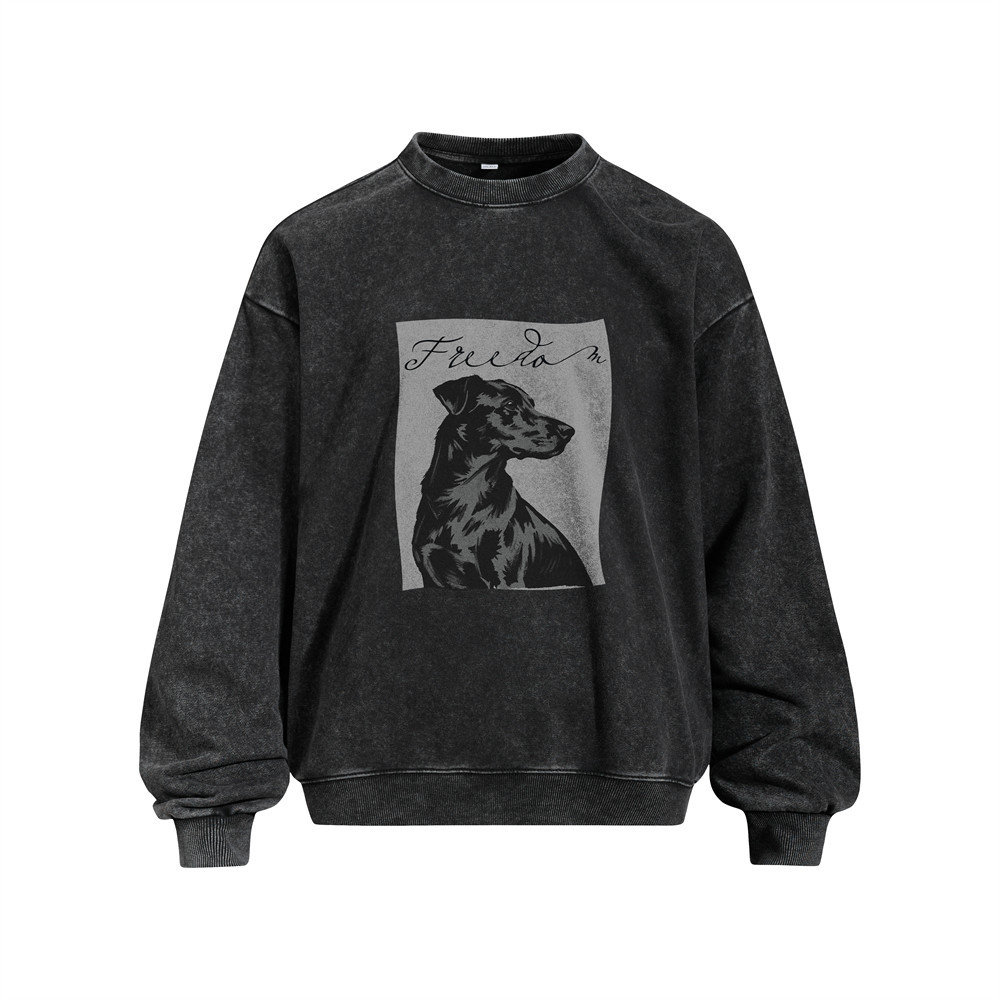 Animal and puppy printed vintage round neck hoodie — image 6