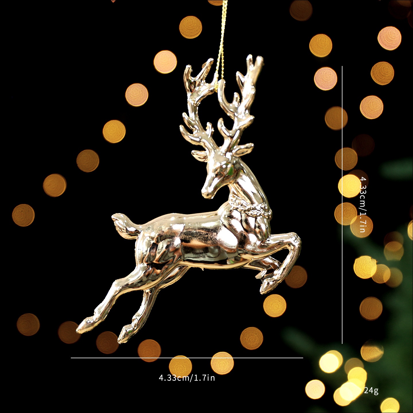 Festive Gold Plated Christmas Tree Ornament Accessories Snowflake Deer Holiday Decoration Hanging Decor — image 11