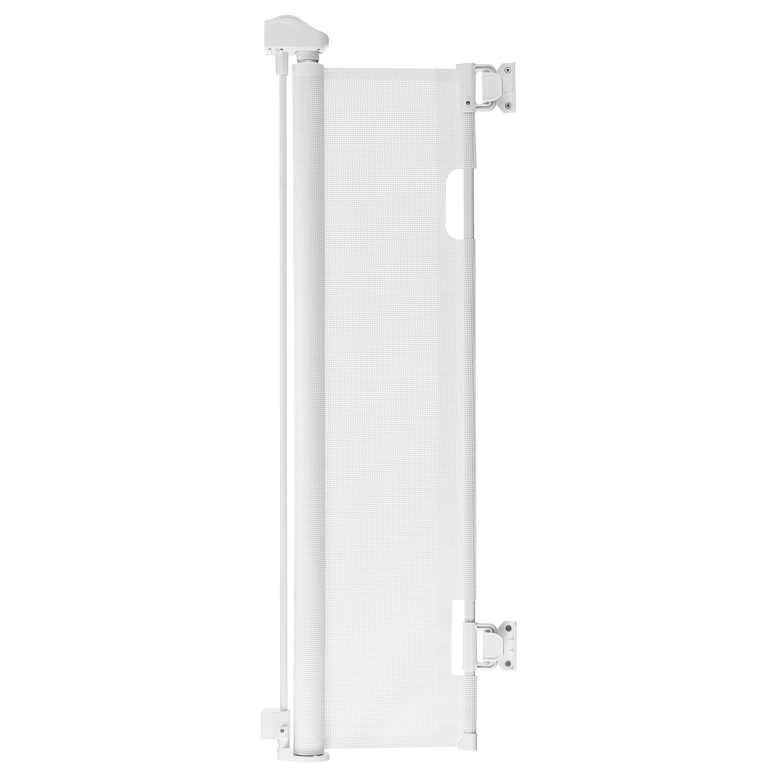 Puerta Retráctil para Niños y Mascotas, Se Extiende Hasta 143 cm de Ancho, 79.5 cm de Alto, Con Cerradura de Seguridad, Fácil de Usar, Pasaje Sin Tropezar, Red de Perro para Escaleras, Corredores, Interior/Exterior, Blanco — imagen 1