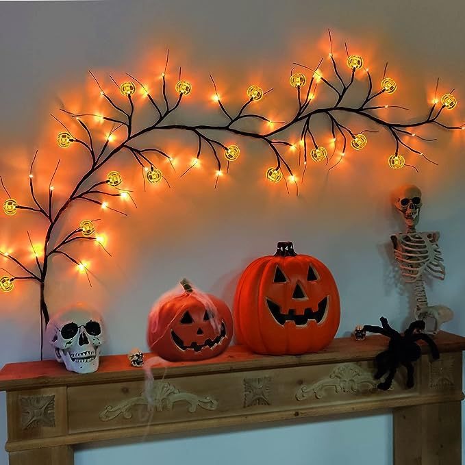 Outdoor Waterproof LED Halloween Decorative Light Rattan Spider Bat Tree Branch Light Party Atmosphere Ghost Festival Chopsticks — image 2