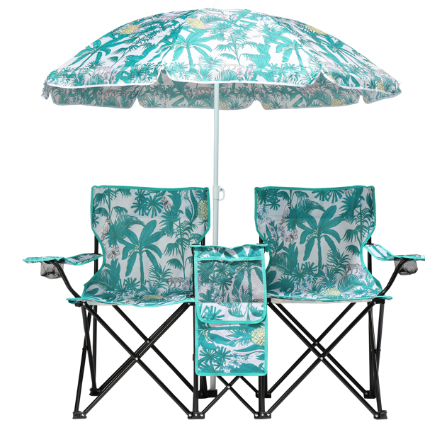 Pineapple Pattern Fishing Chair Iron Bracket Oxford Cloth 85kg With Sun Umbrella — imagen 14