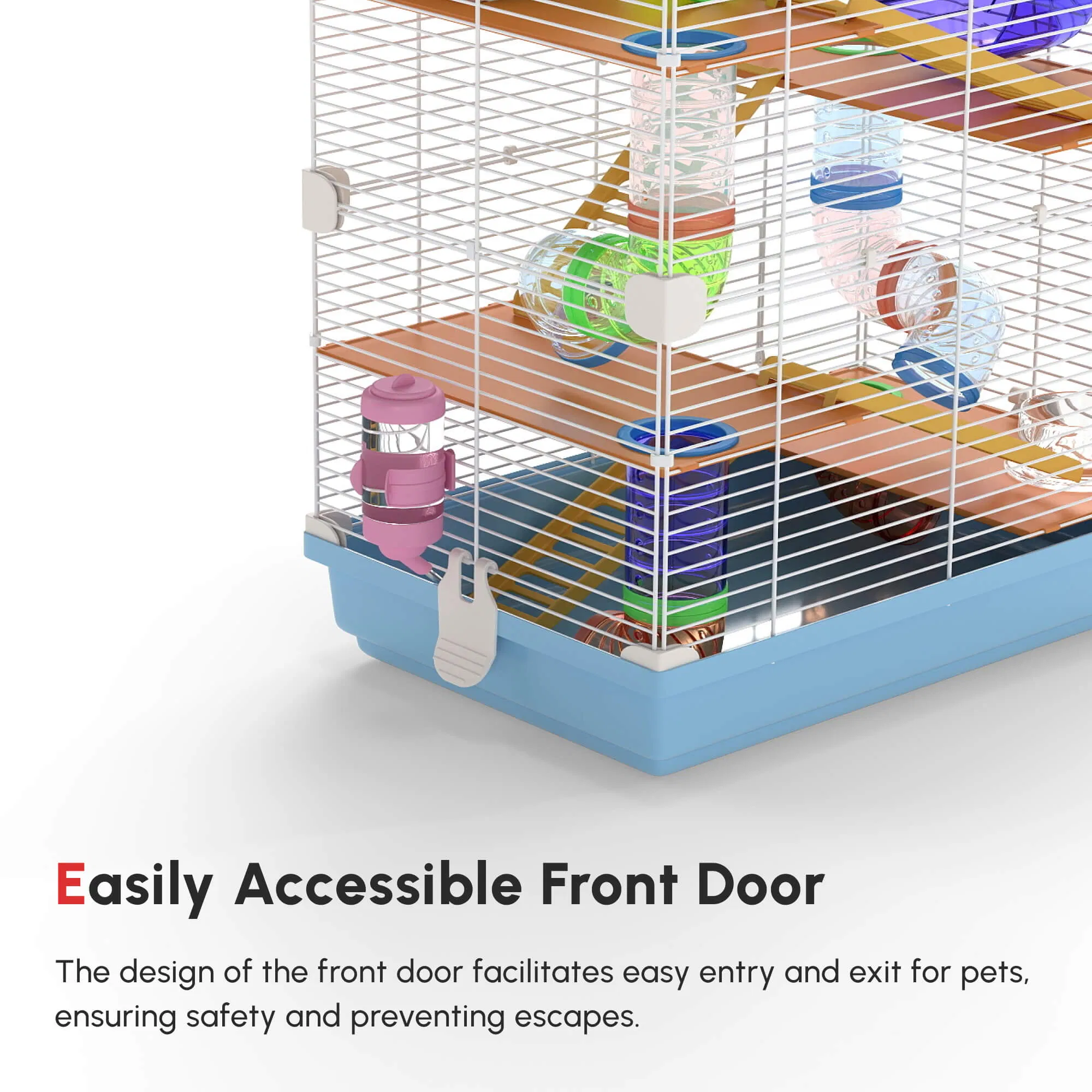 5 Tiers Hamster Cage Portable with Exercise Wheels Play Tube Water Bottle Dishes House Ladder for Gerbils, Green — image 3