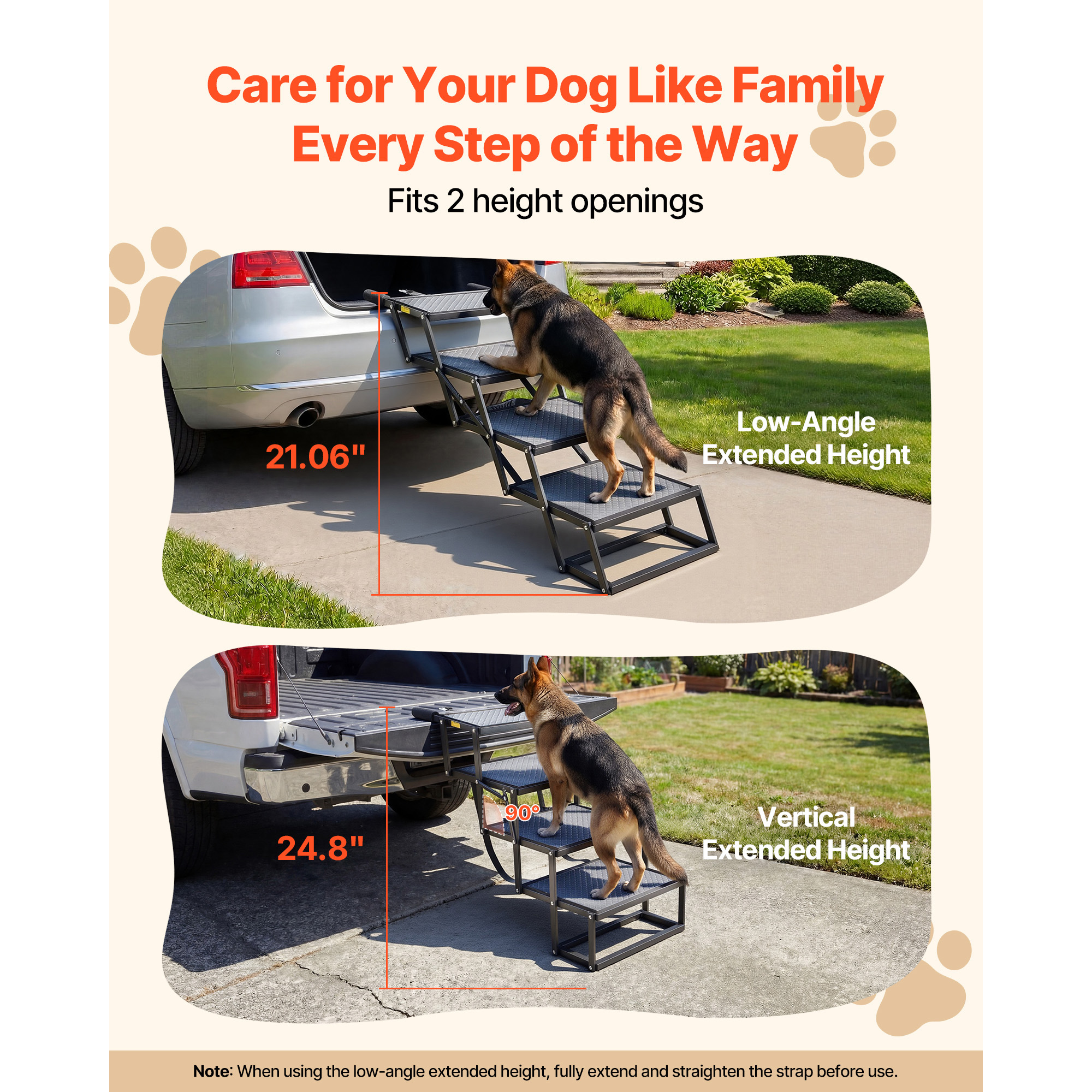 Dog Stairs For Car, 4 Steps Extra Wide Foldable Dog Ramp For Large Dogs With Non-Slip Surface, Portable Lightweight Pet Stairs Ladder For Car, SUV, Truck, High Bed, Sofa, Support Up To 400 Lbs — image 3