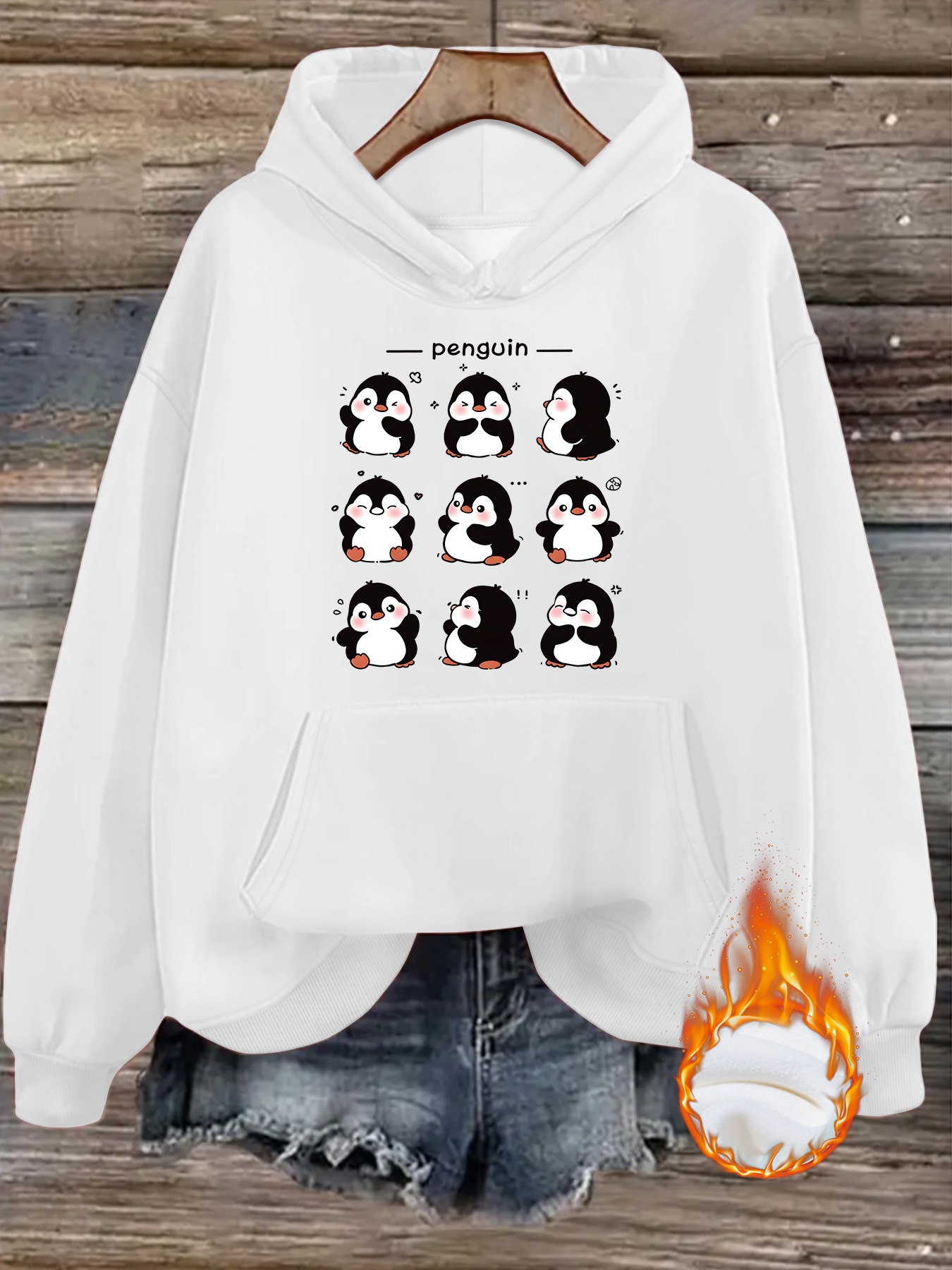 Penguin print hooded sweatshirt — image 7