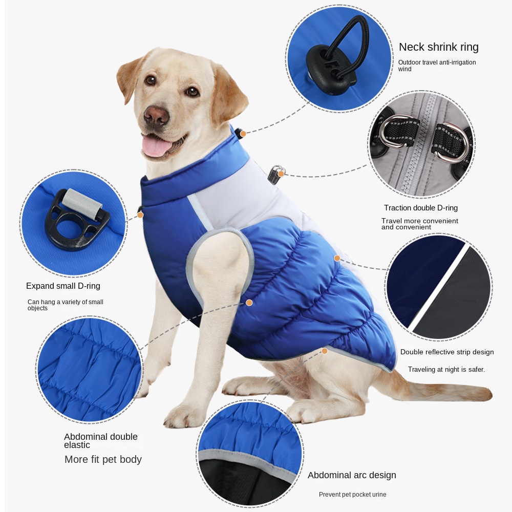 Winter Pet Cotton Coat Thick Warm Dog Clothing Comfortable Reflective Pet Clothing Manufacturer — image 2