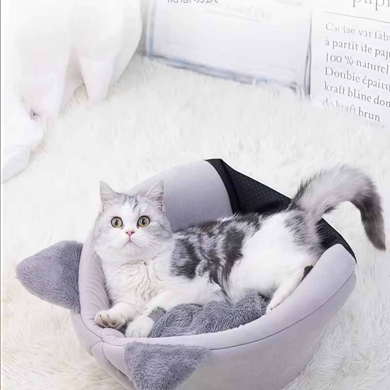 Lovely Cat Pet Dog Cat Beds Nest Deep Sleep Pets Tent Soft Comfortable Semi-enclosed Cat Nest Kennel Autumn Winter Pet Supplies — image 2