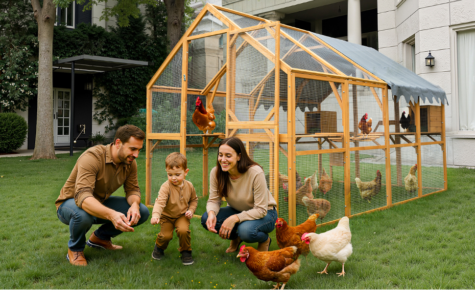 Outdoor Yellow Chicken Coop Enclosures 110 Large Kitten Playpen, Upgrade Waterproof Cover — imagen 2