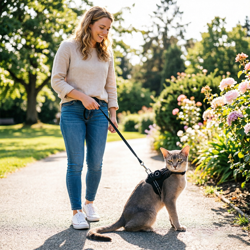 Reflective Escape-Proof Cat Harness – Adjustable Vest with Built-in AirTag Holder for Outdoor Walking — image 7