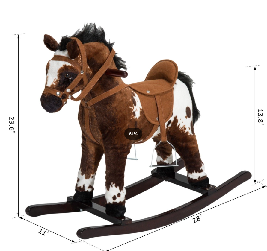 Caballo de Música para Niños de Peluche Montaje para Bebés con Letras Infantiles y Sonido Musical para Edad 1.5 a 3 Años, Marrón Claro y Blanco Perfecto como Regalo para Pequeños — imagen 8