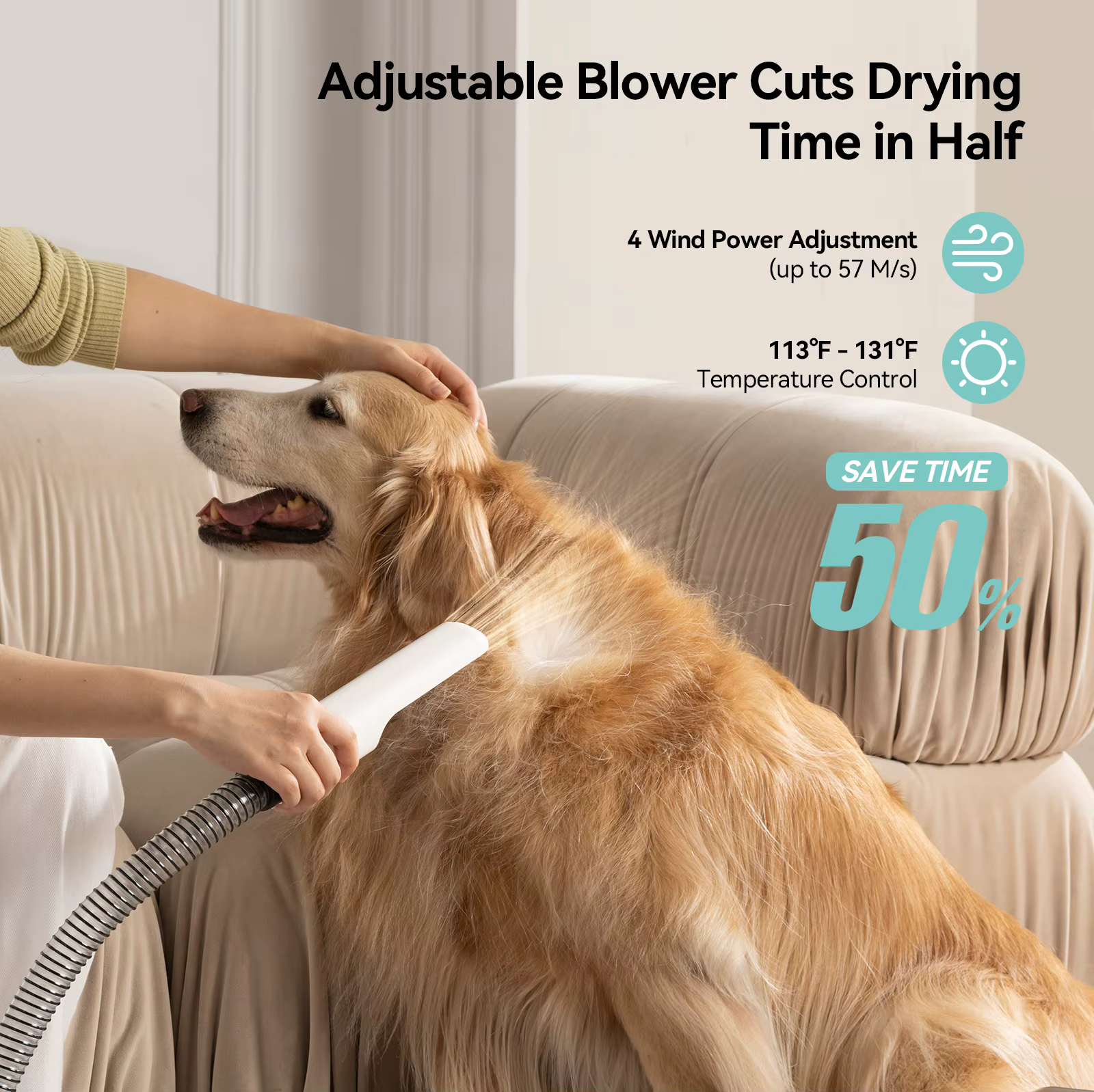Amicura P1 Vacuum Cleaner & Hair Dryer & Trimmer, 15KPa Suction 600W Blowing, 3-in-1 Pet Grooming Set, Dog Cat Proven Care Tools — image 6